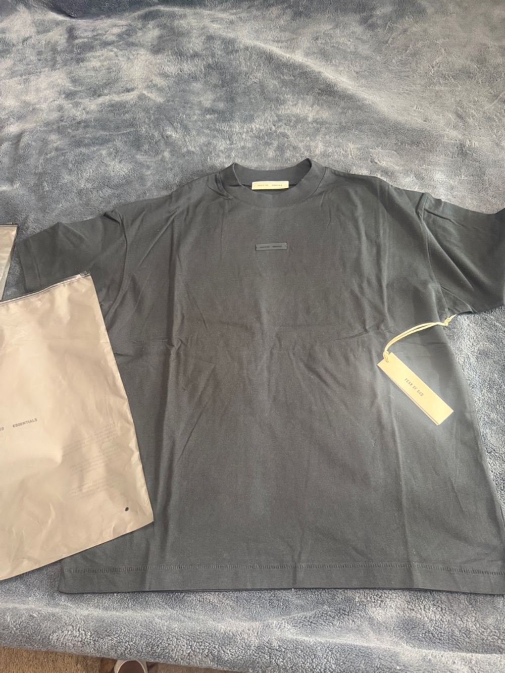 ESSENTIALS Black Short-Sleeve Logo T-Shirt